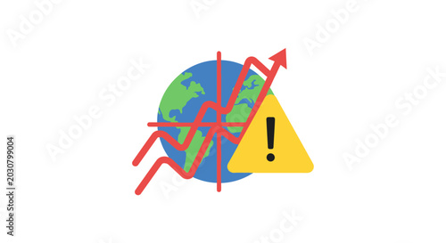 Fotografija A graphic illustration showing a global economic warning sign with rising trends