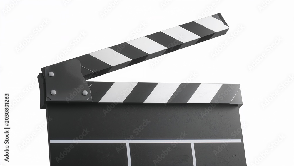 Fototapeta premium Classic black and white filming clapboard with open top hinge studio accessory