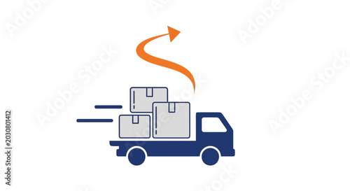 Cuadro en lienzo A stylized icon of a delivery truck transporting cardboard boxes quickly