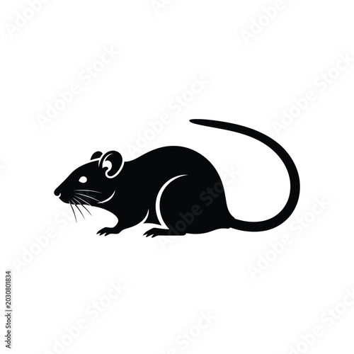 Foto Black silhouette of a mouse rodent.
