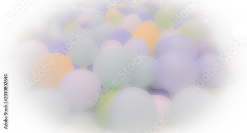 Balls of different pastel colors with a vignette.