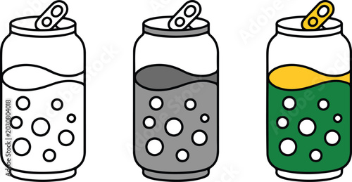 Bild auf Leinwand Soft drink can vector illustration showing carbonated beverage bubbles and soda