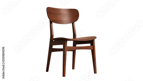 Canvas Print Wooden dining chair with curved backrest and seat