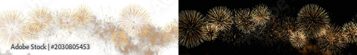 Foto golden fireworks line exploding in night sky during festive new year celebration