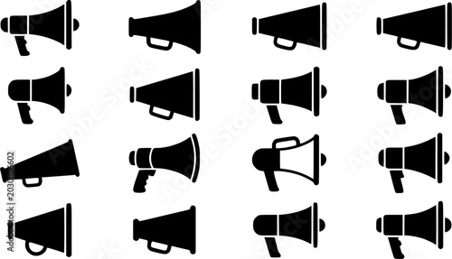 Cheer Megaphone Silhouette Icons – Spirit Squad Rally Vector Bundle