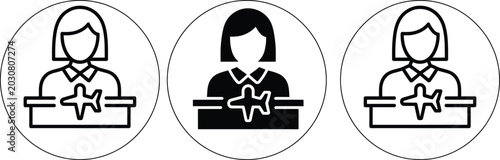 Foto Three women with medical cross symbol on chests standing