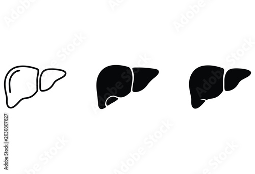 Liver silhouette icons outline solid black