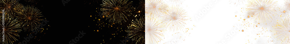 Naklejka premium abstract banner layout with multiple golden salute explosions shining elegantly for modern design concept