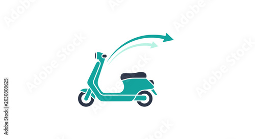 Slika na platnu A stylized graphic illustration of a modern motor scooter moving forward quickly