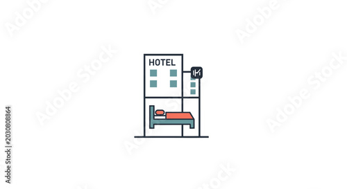 Photos A simple flat vector icon representing a commercial lodging building facility