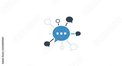 Slika na platnu A central blue speech bubble icon connected to several smaller communication sym