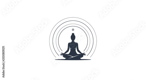 Photos A minimalist graphic illustration of a person sitting in a meditative pose