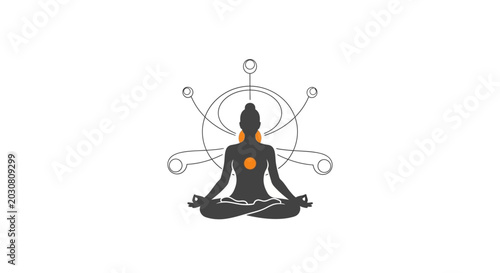 Fotografija A minimalist silhouette of a person sitting in a meditative pose with energy poi
