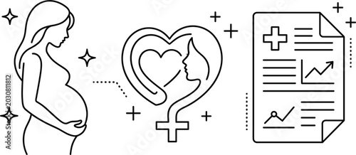 Bild auf Leinwand Pregnancy healthcare checkup vector illustration featuring pregnant woman female