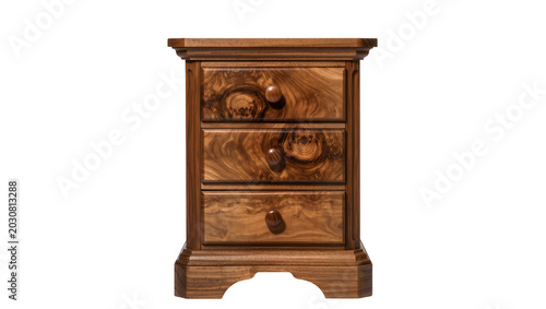 Bild auf Leinwand Wooden nightstand with three drawers and round knobs