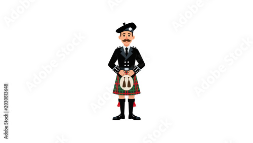 Schilderij op canvas Scottish man in traditional kilt and uniform