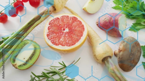 Slow cam pull causing blue hex drifting, grapefruit focusing, light brightening to show freshness