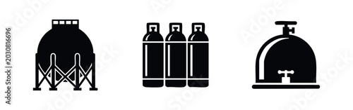 Konstfotografi Industrial Gas Storage and Cylinder Icons Set