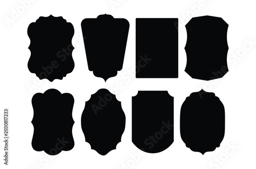 Tableau sur toile Vintage Label and Badge Silhouette Vector Set, Retro Decorative Frames, Victorian Style Emblems, Ornate Black Sticker and Patch Template Collection
