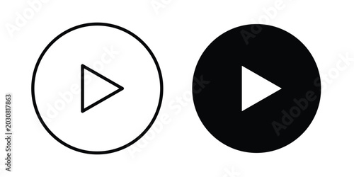 Obraz na płótnie Media play button icon solid Icon Design Concept. Line icons