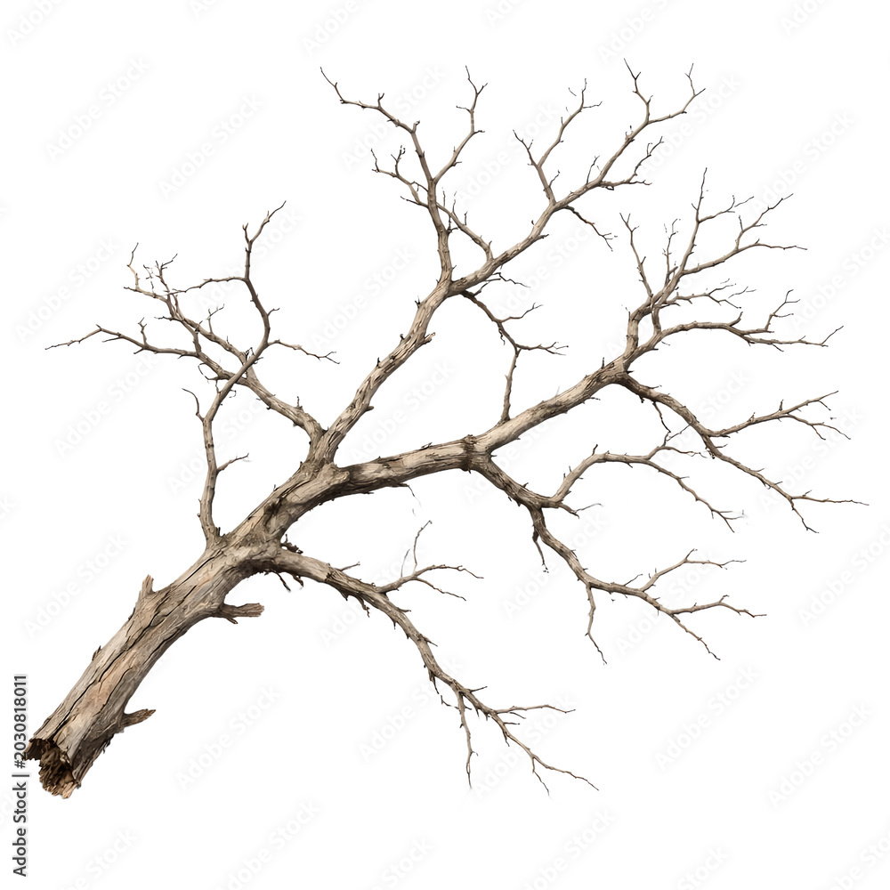 Fototapeta premium Dead Dry Tree Branch – Weathered Driftwood Log Nature Isolated Stock Photo