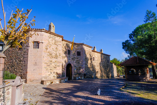 Foto Lesbos Island - Greece, December 20, 2025, Mantamados is a town and former municipality on the island of Lesbos in the North Aegean region of Greece