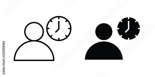 Foto Office hours icon solid Icon Design Concept. Line icons