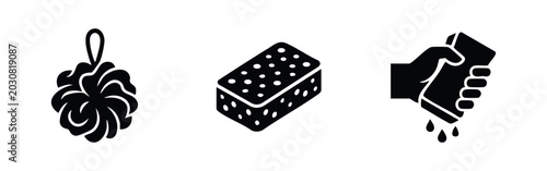 Tableau sur toile Bath and Cleaning Sponge Icons