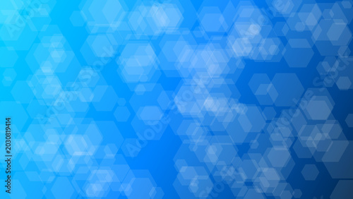 Obraz na płótnie Abstract Blue Background with White Hexagonal Bokeh Lights