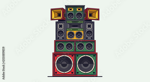 International Reggae Music Festival Sound System on a Sunny Day Outdoors