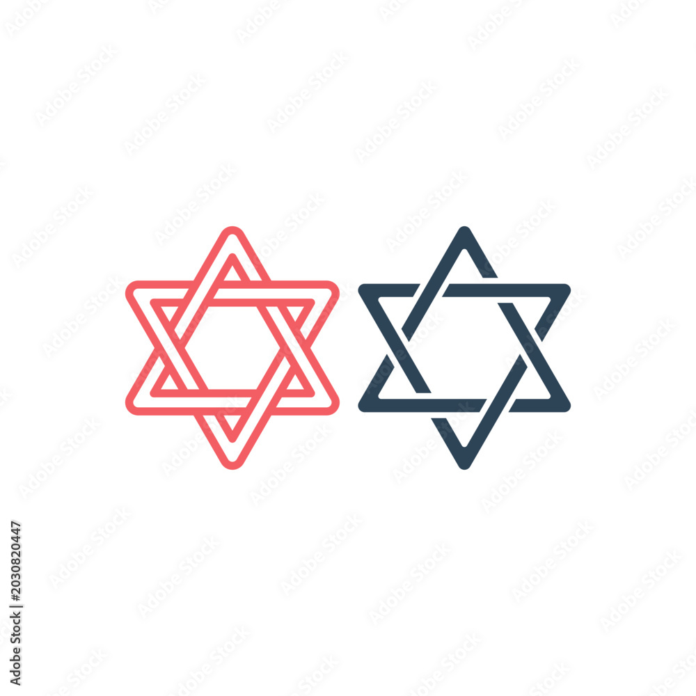 Fototapeta premium David star icons set flat vector template design trendy