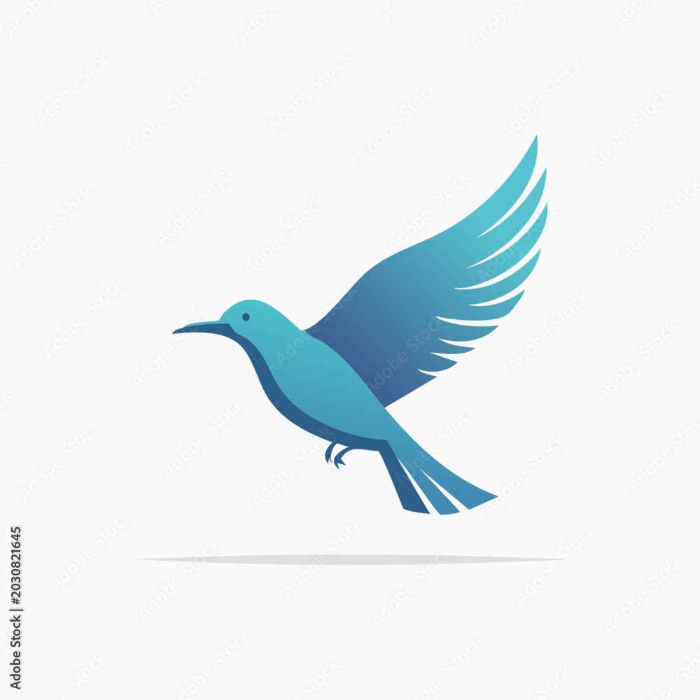 Fototapeta premium Blue bird flying freedom wings spread.