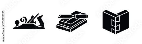 фотографія Woodworking tools and joinery icon set