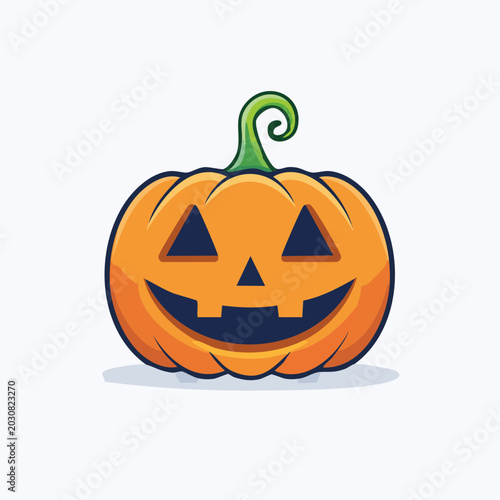 Cartoon Halloween Pumpkin with Smiling Face Illustration.
