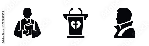 Foto Religious figures and church service icon set