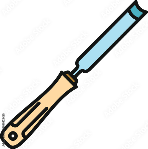 Vászonkép Woodworking gouge tool with wooden handle icon