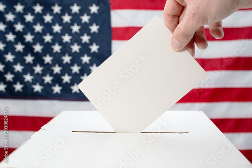 Midterm Congress Election 2026 Ballot Box With American Flag