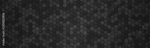 фотографія Hexagon tile carbon background, geometric, dark gray.