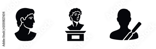 Schilderij op canvas Classical bust sculpture and art history icons set