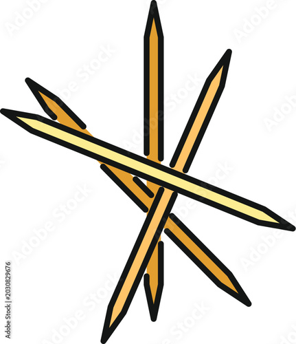 Photos Wood toothpicks are forming a star shape with pointed tips