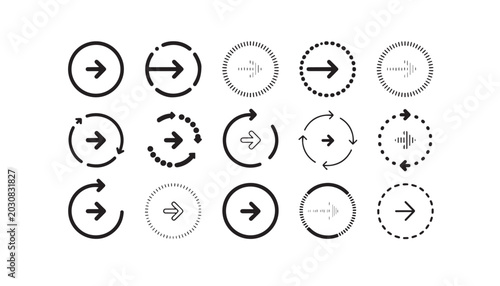 Tableau sur toile Minimalist circular arrow icons for interface design with rotating and loading symbols