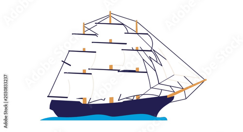 Foto Stylized illustration of a vintage sailing ship on a white background