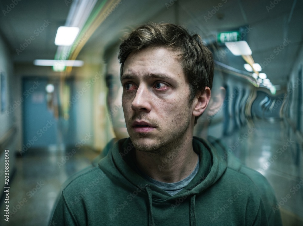 Obraz premium Fear and Confusion During Drug-Induced Psychosis