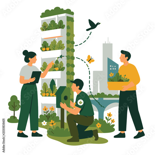 Foto Community Tree Planting for Sustainable Urban Greening.