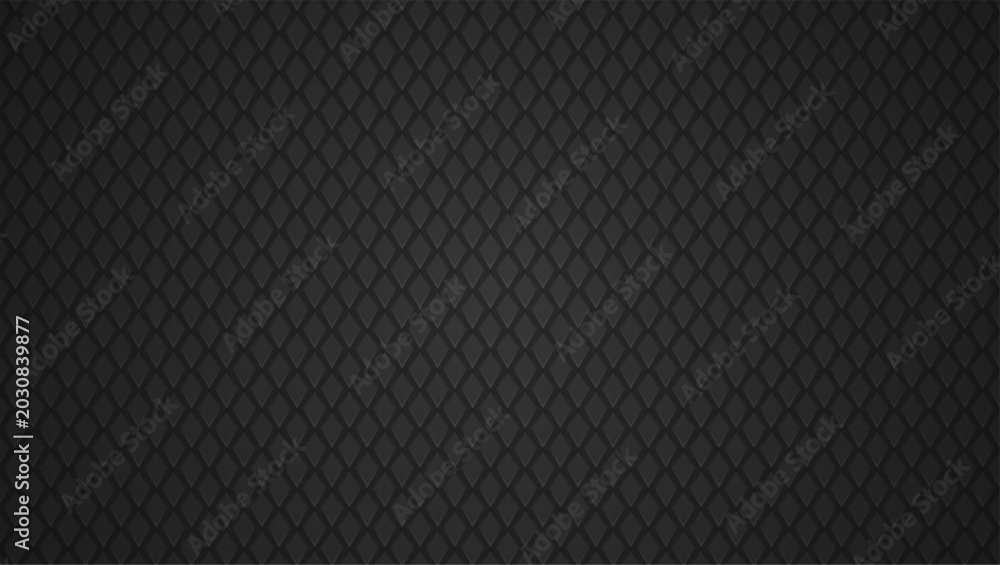 Fototapeta premium Diamond quilted pattern background dark black geometric texture.