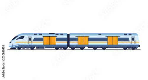 Foto Modern high-speed cargo and passenger train illustration on white background