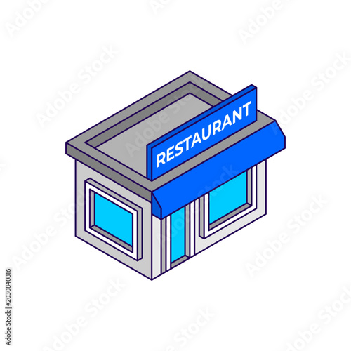 Isometric Restaurant Vector Icon Illustration.