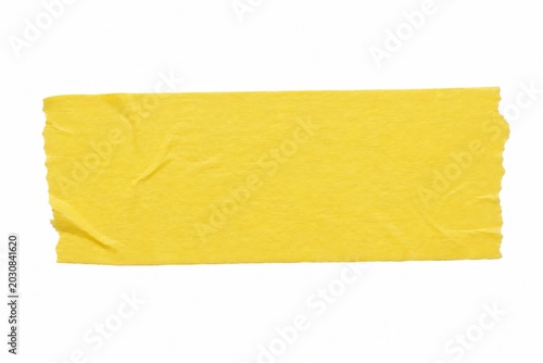 Yellow Adhesive Paper Tape Isolated On White Background With Realistic Texture