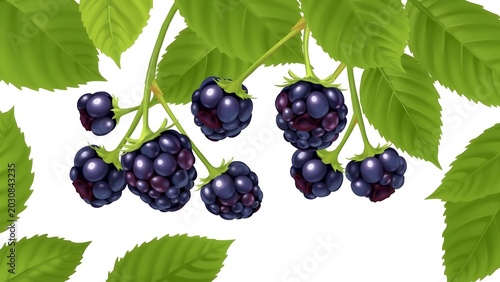Fresh Blackberries with Leaves