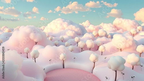 Surreal Landscape Cotton Candy Land Fluffy Pastel Clouds